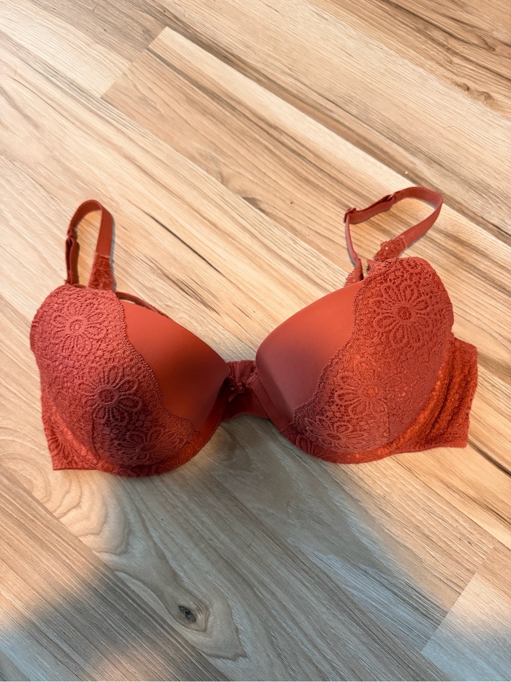 aerie Lace-Accent Push-Up Bra - Rust Orange